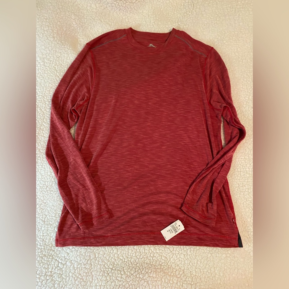 Tommy Bahama Stylish maroon Long Sleeve Tee for Men Size Small
